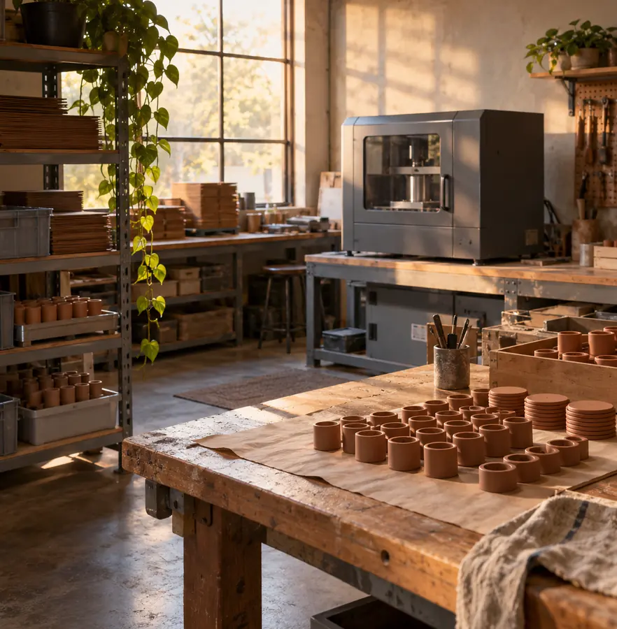 Illustration of manufacturing businesses equipment and workspace